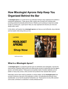 Mixologist Aprons: Stay Organized & Professional Behind the Bar