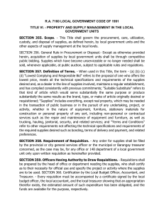 Local Government Code: Property & Supply Management
