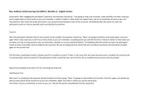 RAVLT Test Protocol: Auditory Verbal Learning Assessment