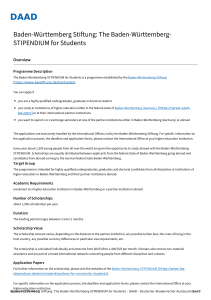 Baden-W&uuml;rttemberg-STIPENDIUM: Study Abroad Scholarship for Students