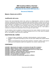 Curso de Historia de la IAFCJ: Secuencia Did&aacute;ctica