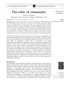 Ethic of Community in Education: Social Justice & Leadership