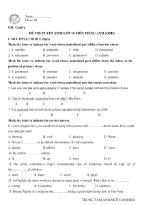 Grade 10 English Exam