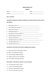 Grade 3 English Mock Test: Grammar & Reading Comprehension