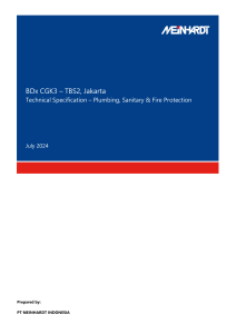 BDx CGK3 Plumbing, Sanitary & Fire Protection Technical Specification