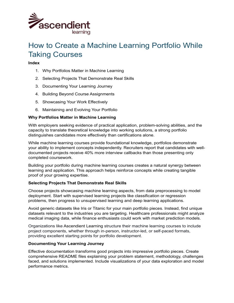 abhilash v — ai & machine learning portfolio Images... Machine Learning Portfolio Guide for Students
