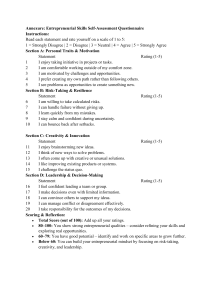 Entrepreneurial Skills Self-Assessment Questionnaire