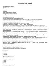 Environment Class 01 Notes: Ecology, Ecosystems, Biodiversity