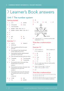 Cambridge Primary Mathematics 5: Teacher's Resource - Unit 1 Answers