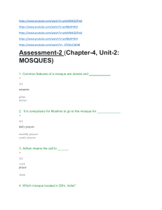 Mosques & Islamic Festivals Assessment - Middle School