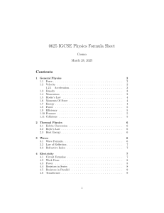 Karta Wzorów Fizyki IGCSE - Kluczowe Równania i Koncepcje