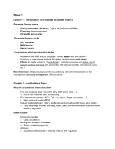 Corporate Finance: Investment, Valuation, & Globalization