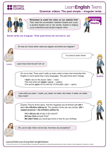 Past Simple Irregular Verbs: Grammar Lesson for Teens