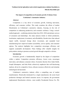 Competition & Economic Growth: Uzbekistan Automotive Industry