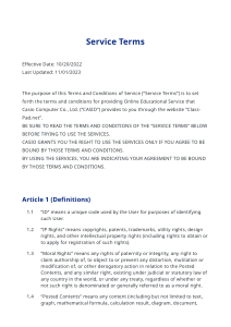 Casio Class-Pad.net Service Terms & Conditions