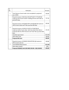 Financial Requirements for Work Order: Bid Bond, PG, APG, OD
