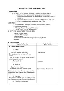 English 5 Lesson Plan: Text Types & Features