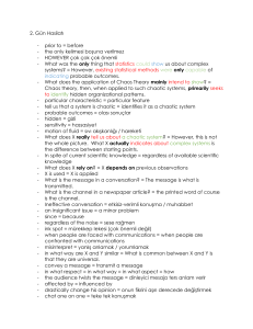 &Ccedil;alışma Notları: Kaos Teorisi, İletişim, Tanımlar