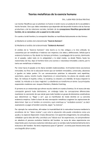 Teor&iacute;as Metaf&iacute;sicas de la Esencia Humana