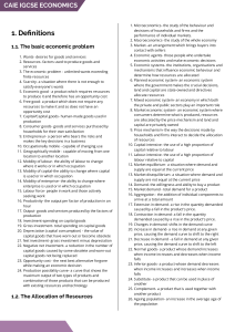 IGCSE Economics Definitions: Key Terms & Concepts