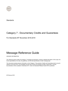 SWIFT MT700 Standards Guide: Documentary Credits & Guarantees 2018-2019