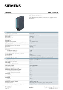 SITOP PSU100S 24V/2.5A Power Supply Data Sheet