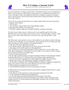 How to Critique a Journal Article: A Guide