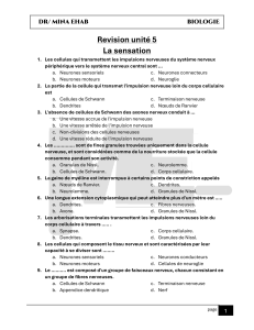 Test de r&eacute;vision de biologie : Unit&eacute; de la sensation