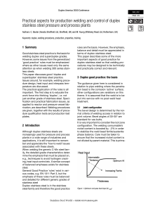 Duplex Stainless Steel Welding: Production & Control