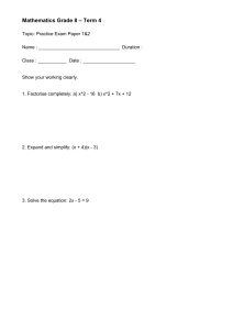 Grade 8 Math Practice Exam: Term 4