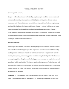 Christian Servant Leadership Reading Report