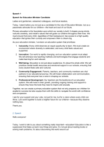 Education Speeches: Minister Candidate & Student Perspectives