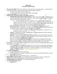 Bible Study Instructor's Notes: Interpretation & Application