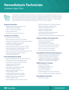 Hemodialysis Technician Learning Objectives