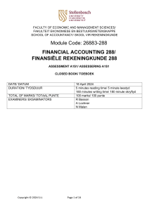 Financi&euml;le Accounting 288 Beoordelingsdocument