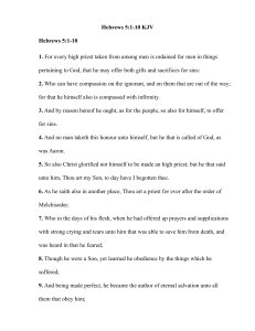 Hebrews 5:1-10: Christ as High Priest - Bible Study