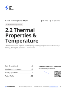 O Level Physics: Thermal Properties & Temperature MCQs