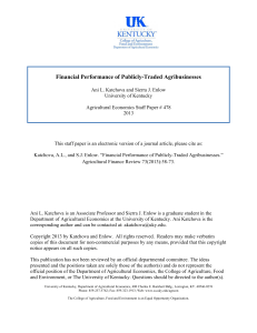 Agribusiness Financial Performance: A Staff Paper Analysis