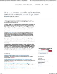 Food & Beverage Company Evaluation Metrics