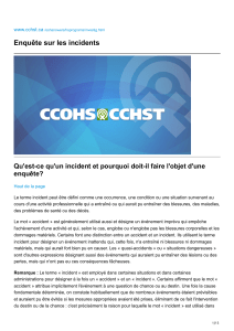 Guide d'enqu&ecirc;te sur les incidents : S&eacute;curit&eacute; au travail