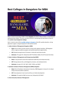 Best MBA Colleges in Bangalore: A Comprehensive Guide