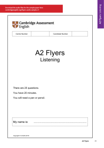 A2 Flyers Listening Test: Cambridge English Practice