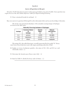 Chemistry Exam: Structure, Isotopes, Solutions, Gas Laws