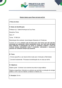 Plano de Aula de F&iacute;sica EJA: Introdu&ccedil;&atilde;o &agrave; Eletricidade