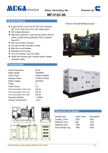 MP-212C-60 Diesel Generator Specs | 200KVA, 160KW