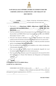 Gawad KALASAG Sworn Statement: Authenticity Certification