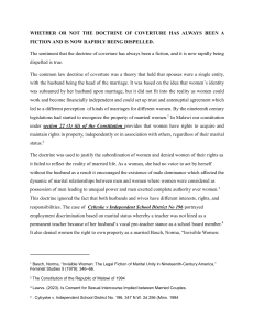Doctrine of Coverture: Fiction or Reality? Its Dispelling & Women's Rights