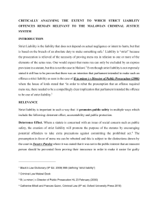 Strict Liability in Malawian Criminal Justice System
