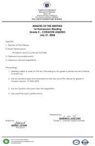 Grade 5 Homeroom Meeting Minutes - Sta. Cruz Elementary