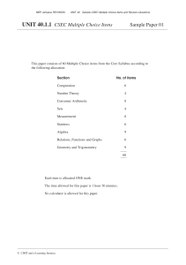 CSEC Math Multiple Choice Sample Paper - Core Syllabus